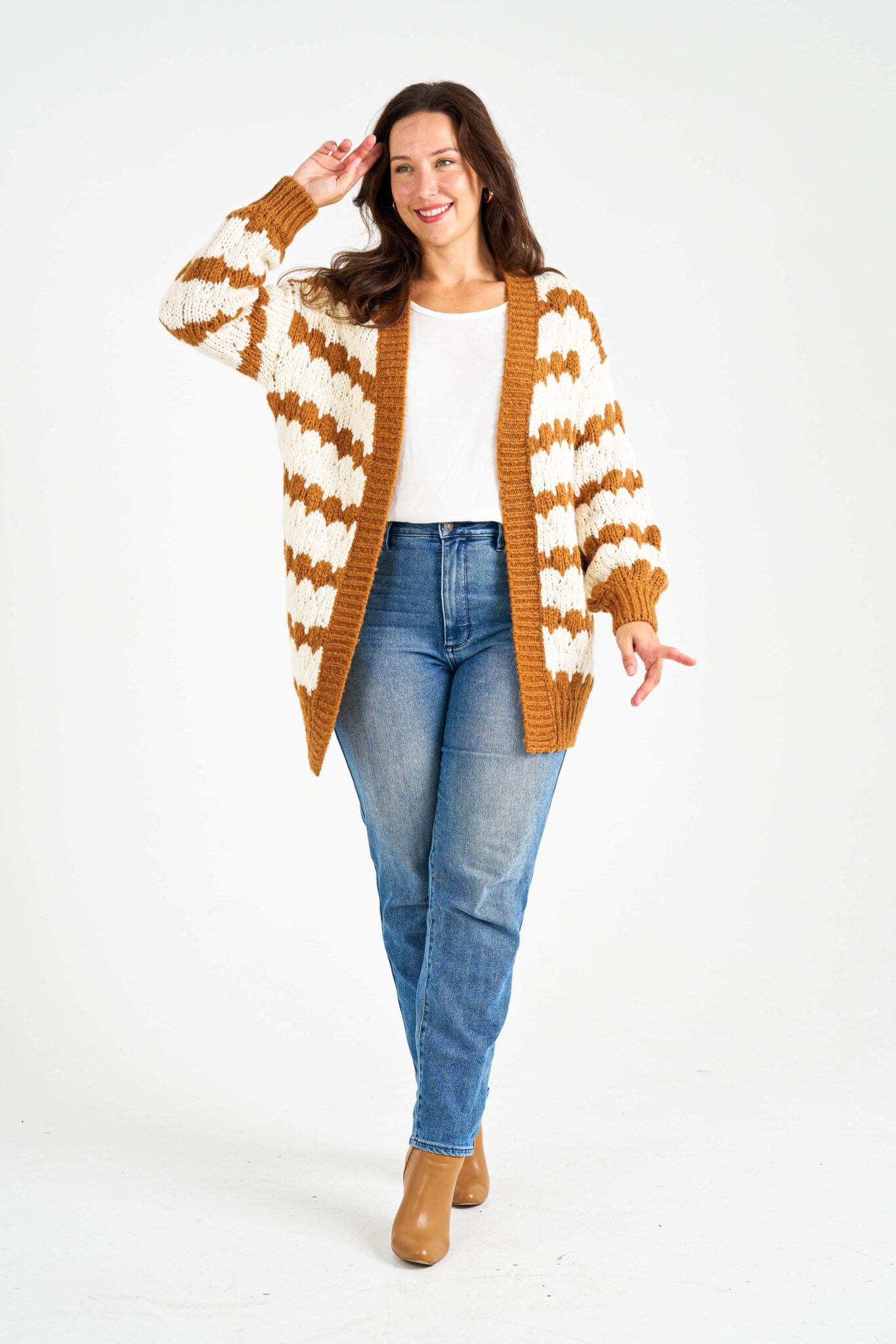 Boho Australia - Brittney Cardigan ‘Brown Stripe’