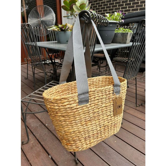 Back to Baskets - Water Hyacinth Market Basket (Grey Handles)