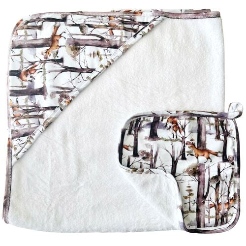 Mini & Me - Hooded Towel & Washcloth Set ‘Fox Hunt’