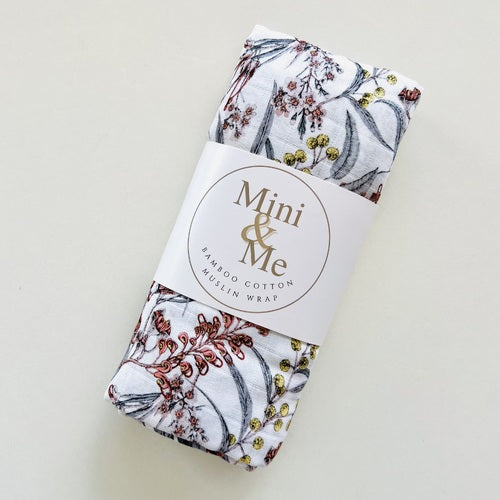 Mini & Me - Bamboo Muslin Wrap ‘Native Garden’