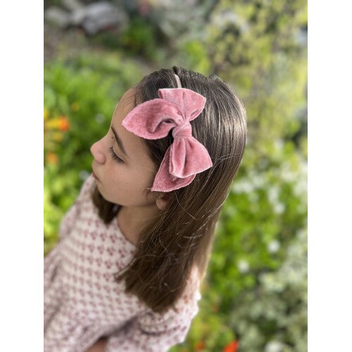 Mini & Me - Velvet Fable Bow Headband ‘Rose’