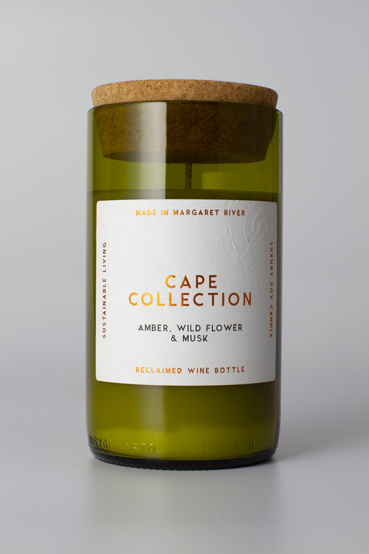 Cape Collection - Amber, Wild Flower & Musk Candle (Reclaimed Wine Bottle Jar)