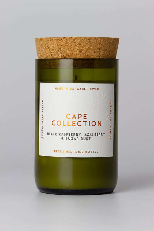 Cape Collection - Black Raspberry, Açai Berry & Sugar Dust Candle (Reclaimed Wine Bottle Jar)