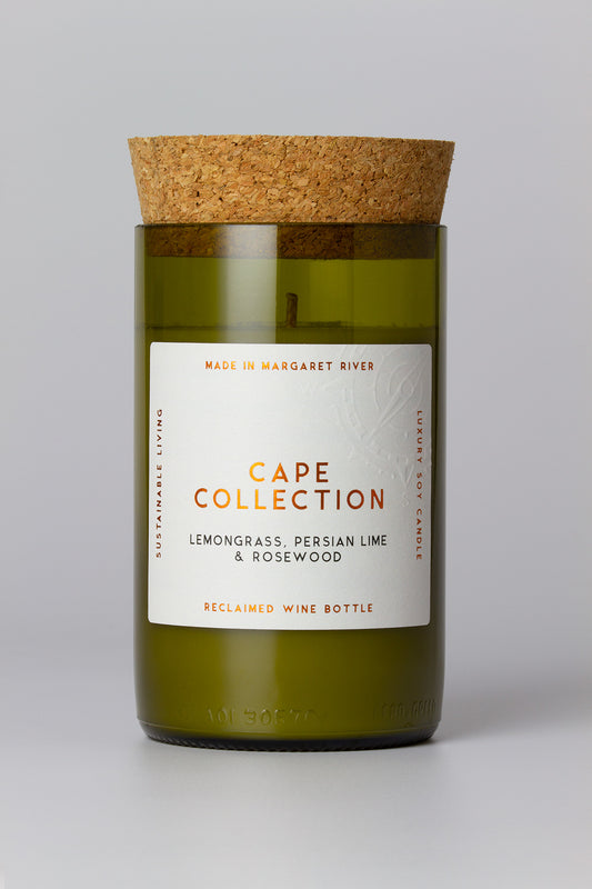 Cape Collection - Lemongrass, Persian Lime & Rosewood Candle (Reclaimed Wine Bottle Jar)