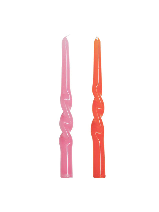 Mosey Me - Twisted Dinner Candle Set of 2 ‘Pink & Orange’