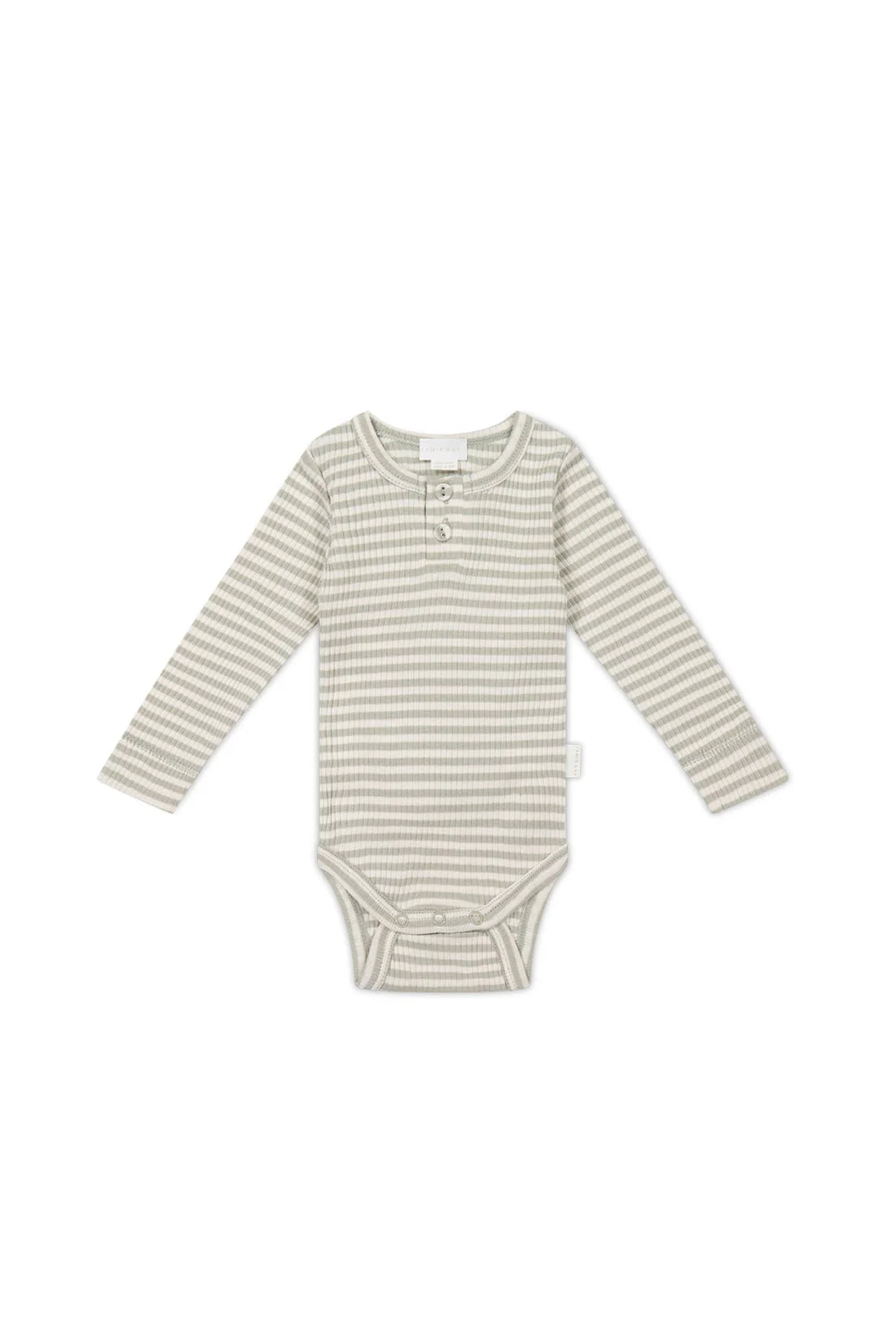 Jamie Kay - Organic Cotton Modal Long Sleeve Bodysuit Narrow Stripe Moss/Cloud