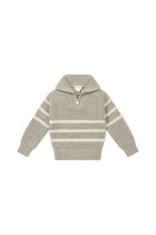 Jamie Kay - Jack Zip Jumper Moss Marle Stripe